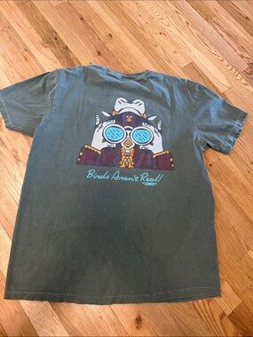 Teal Short Sleeve Graphic Tee with 'Birds Aren't Real' Back Print